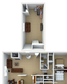 2 Bed - 2 Bath, 1357 sq. ft. 2 Bedroom Penthouse floorplan